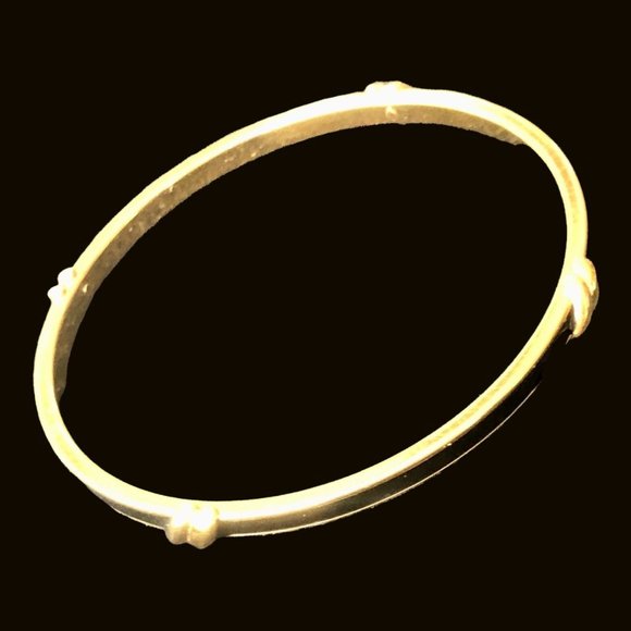 Monet Vintage Gold Tone with Black Enamel Bangle Bracelet 2.75" diameter - Picture 7 of 10